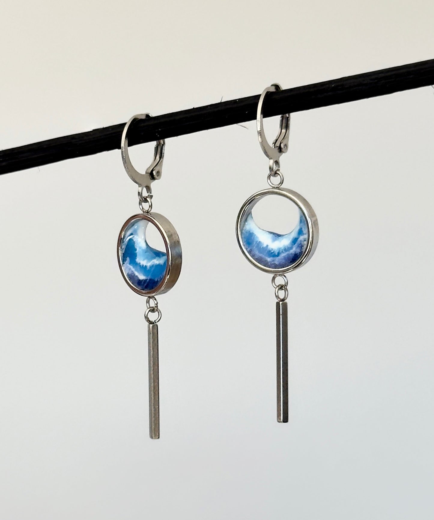 Pendientes de acero inoxidable con olas