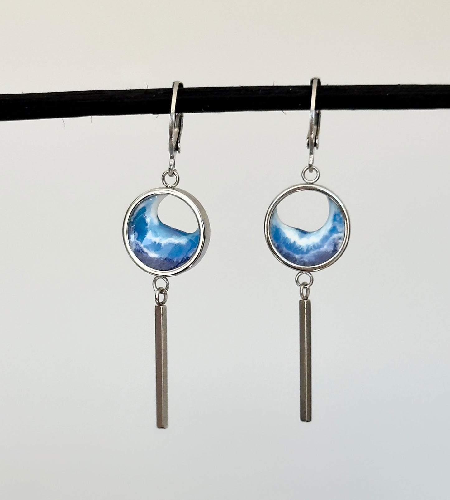 Pendientes de acero inoxidable con olas