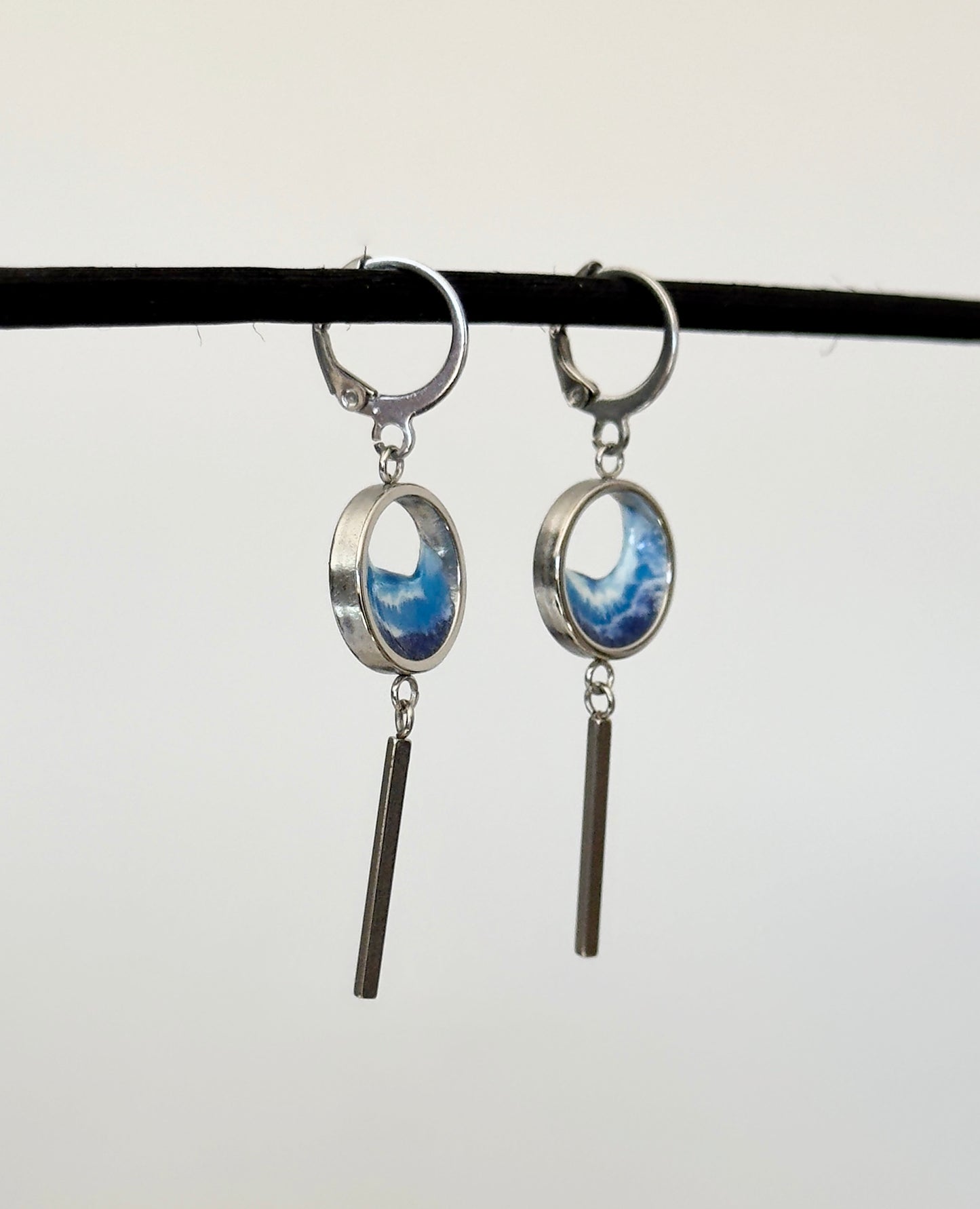Pendientes de acero inoxidable con olas