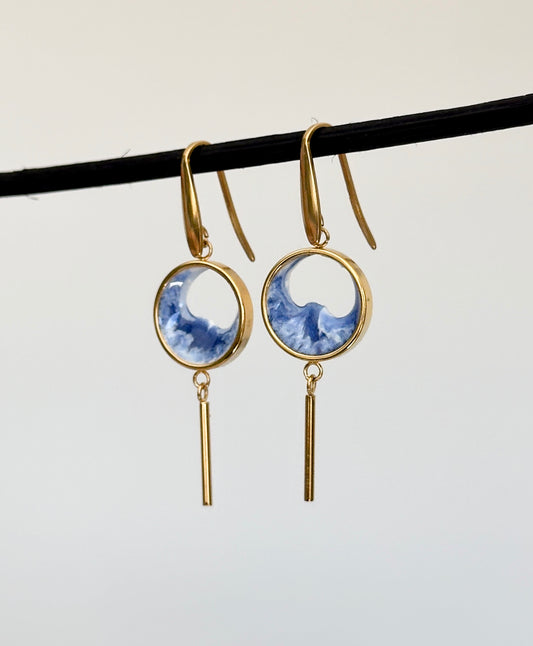 Stainless steel dangle earrings with waves