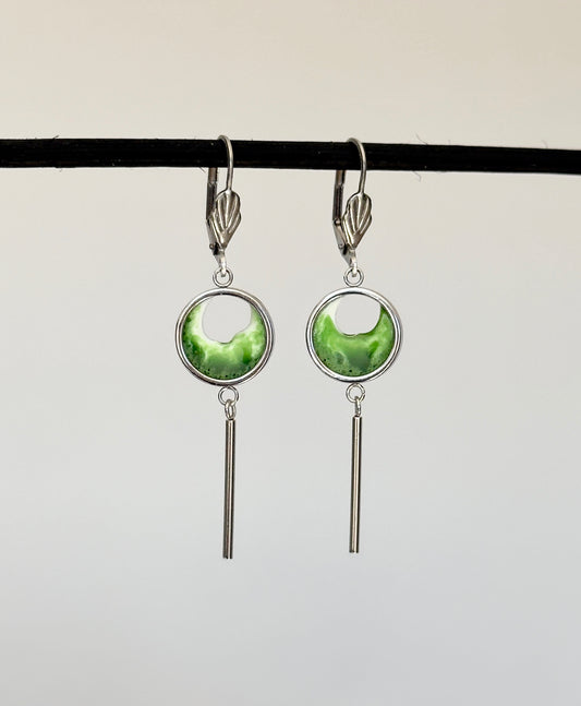 Stainless steel dangle earrings with waves