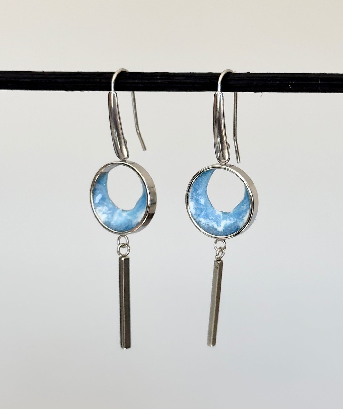 Stainless steel dangle earrings with waves
