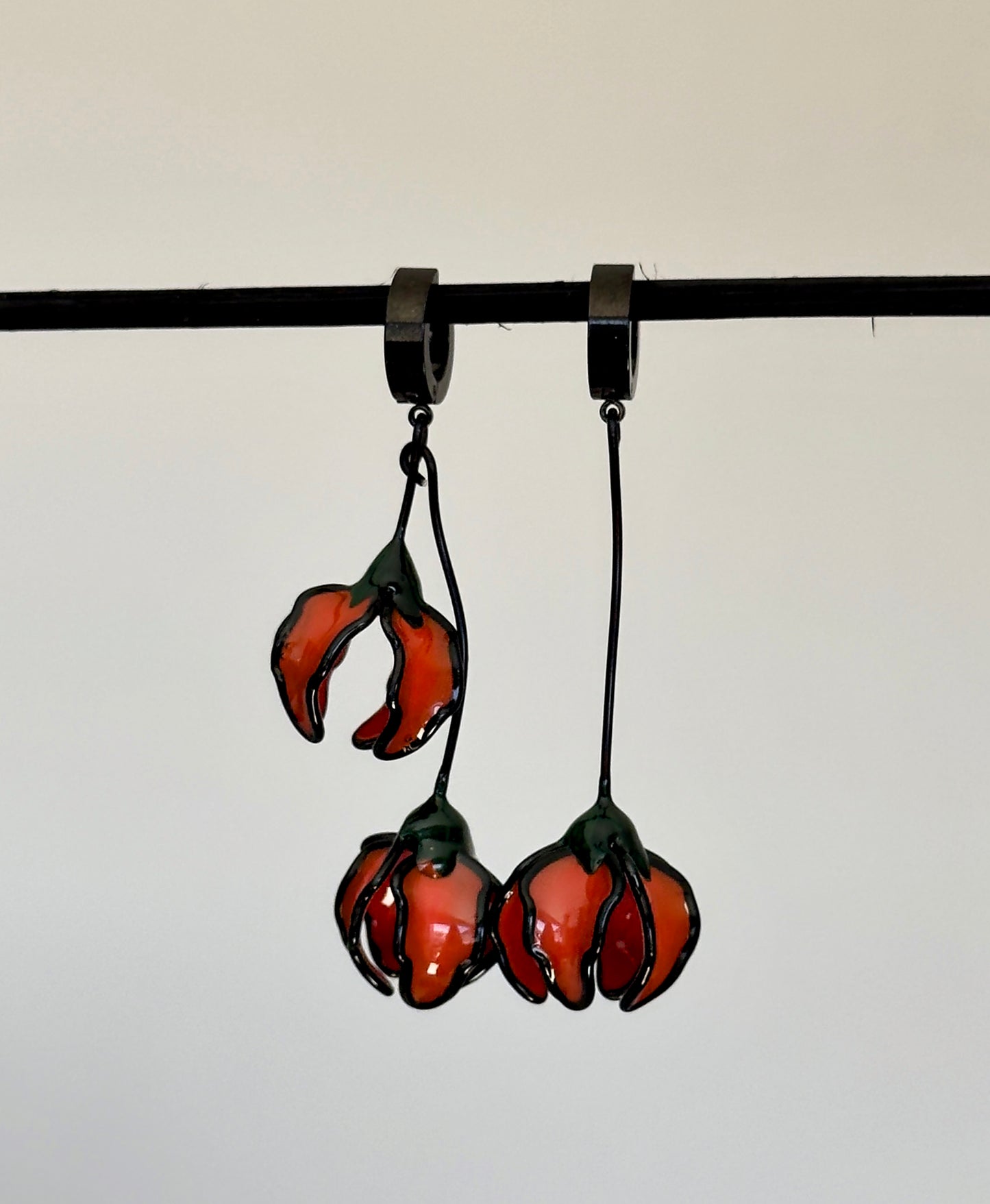 Orange floral earrings