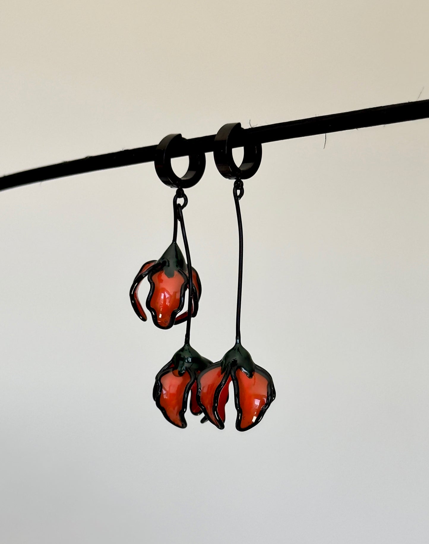 Orange floral earrings