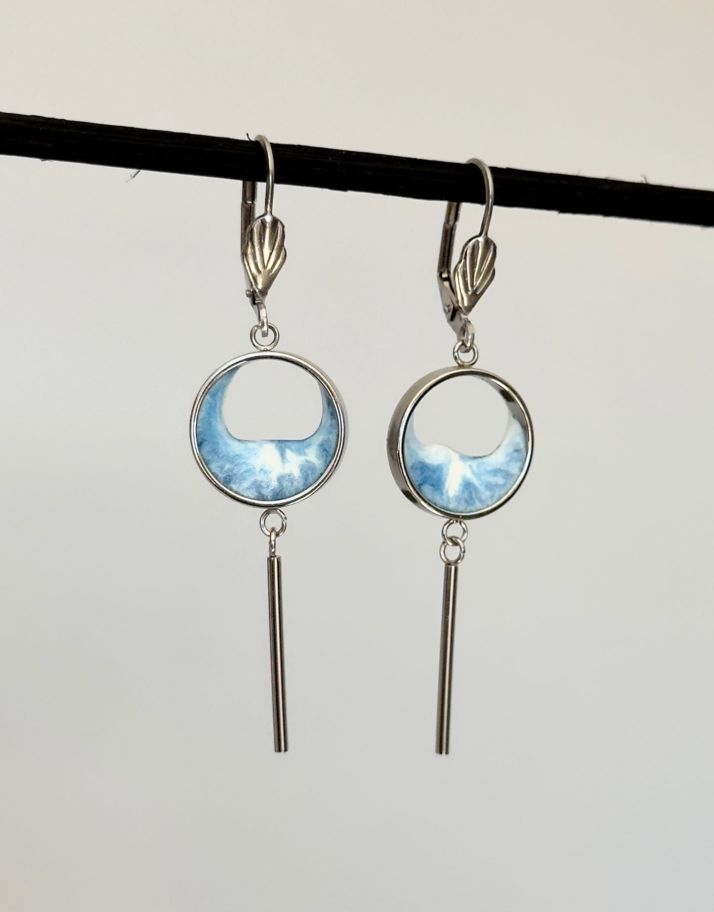 Pendientes de acero inoxidable con olas