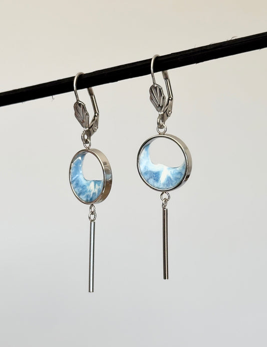 Stainless steel dangle earrings with waves
