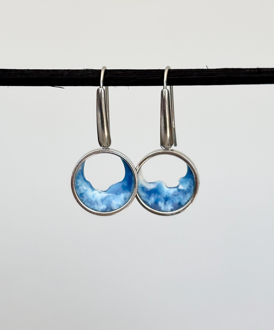 Stainless steel dangle earrings with waves