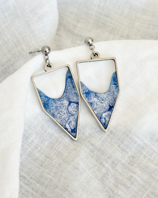 Stainless steel dangle earrings with waves