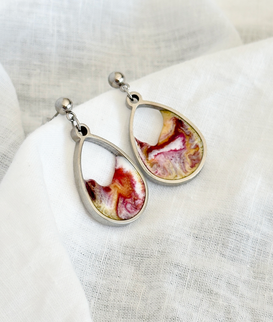 Stainless steel earrings with an abstract design