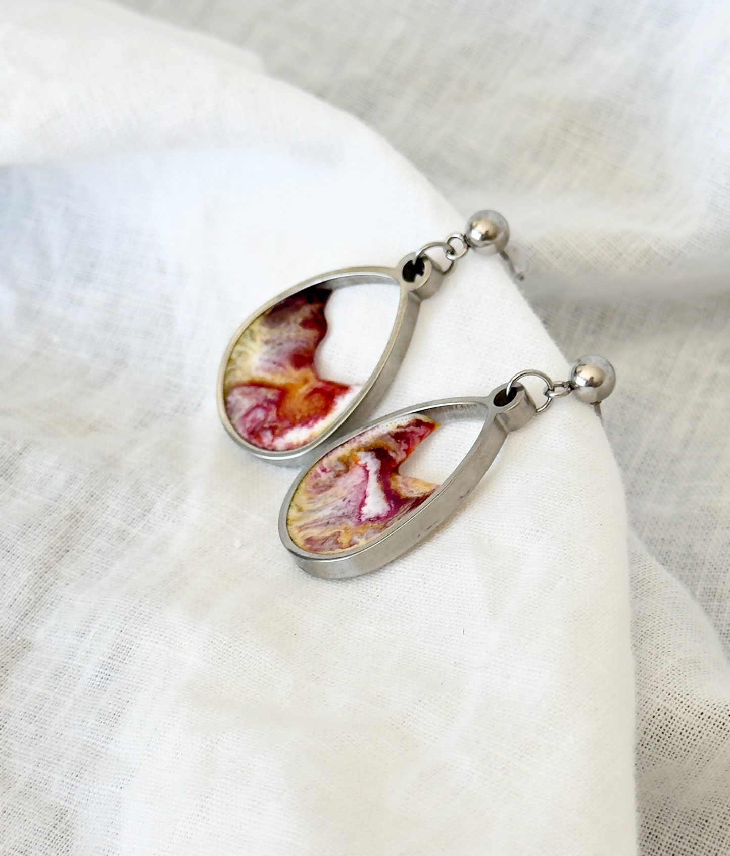 Stainless steel earrings with an abstract design