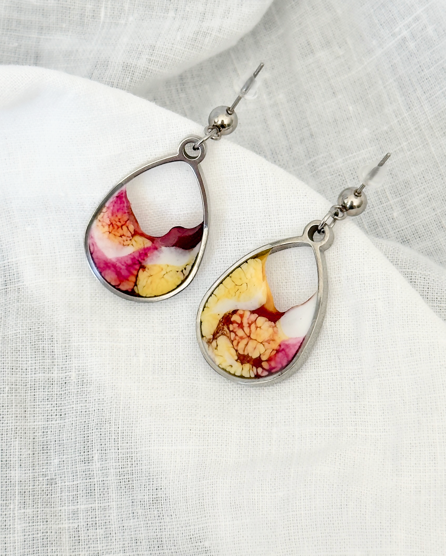 Stainless steel earrings with an abstract design