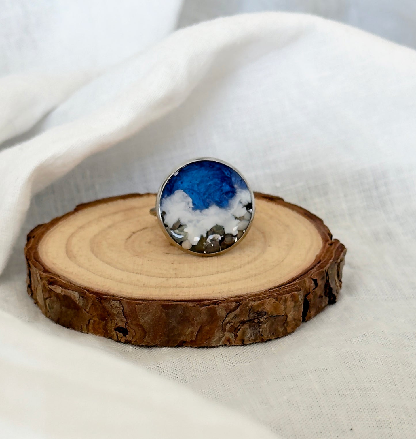 Anillo de acero inoxidable con motivos marinos
