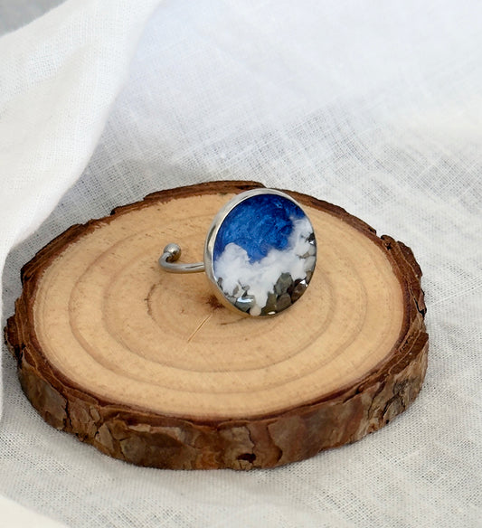 Anillo de acero inoxidable con motivos marinos