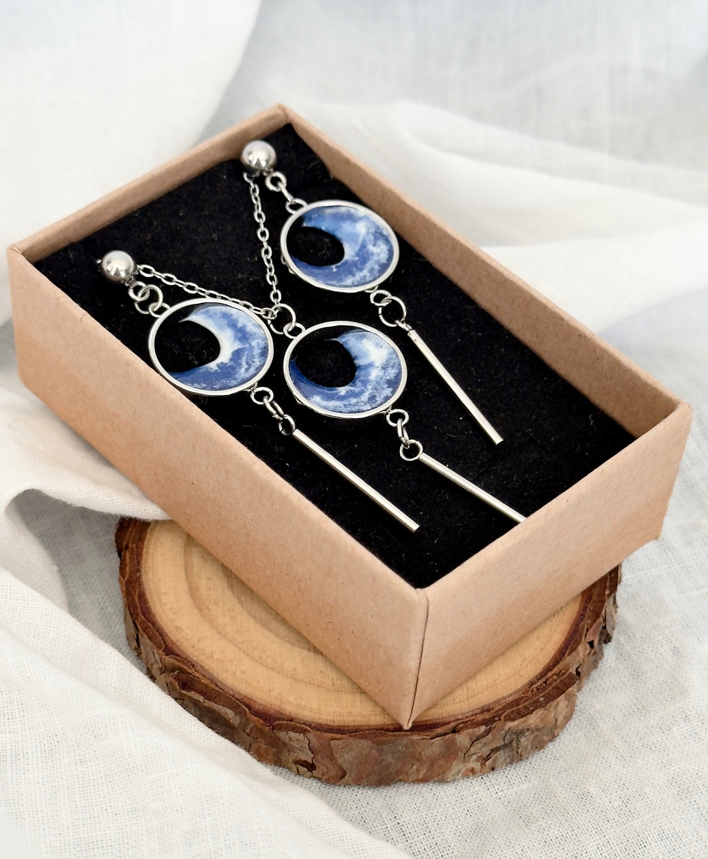 Pendientes y colgante de acero inoxidable con olas