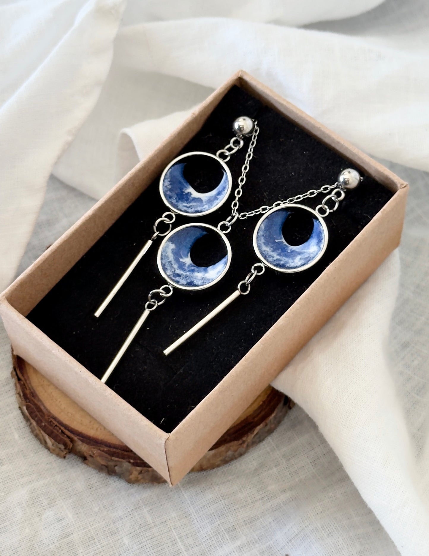 Pendientes y colgante de acero inoxidable con olas