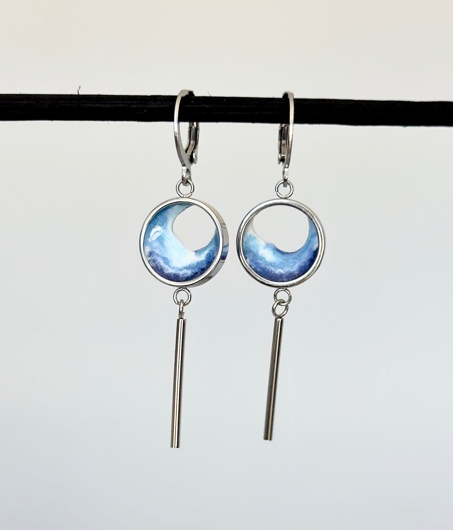 Pendientes de acero inoxidable con olas