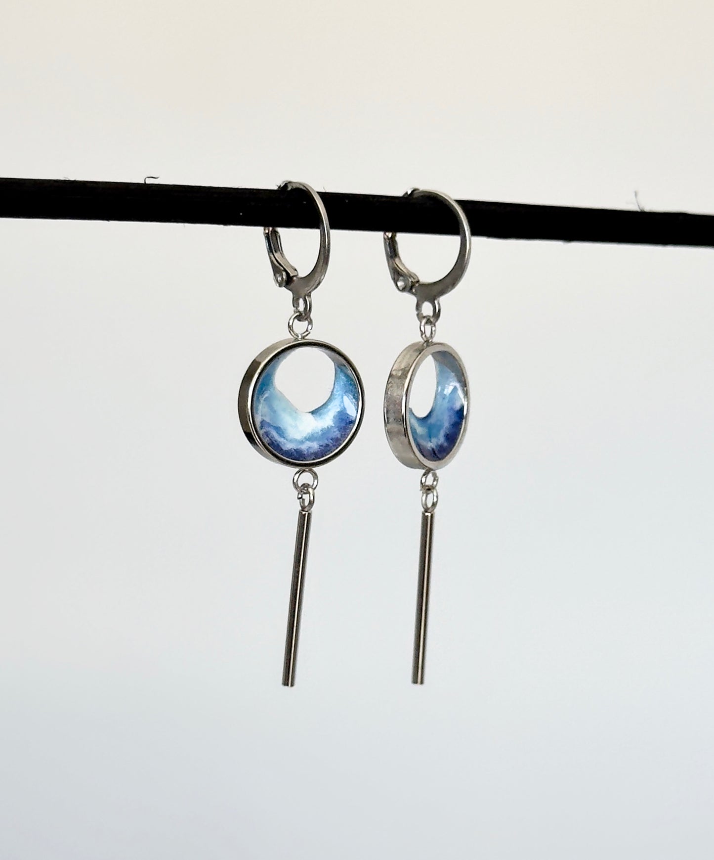 Pendientes de acero inoxidable con olas