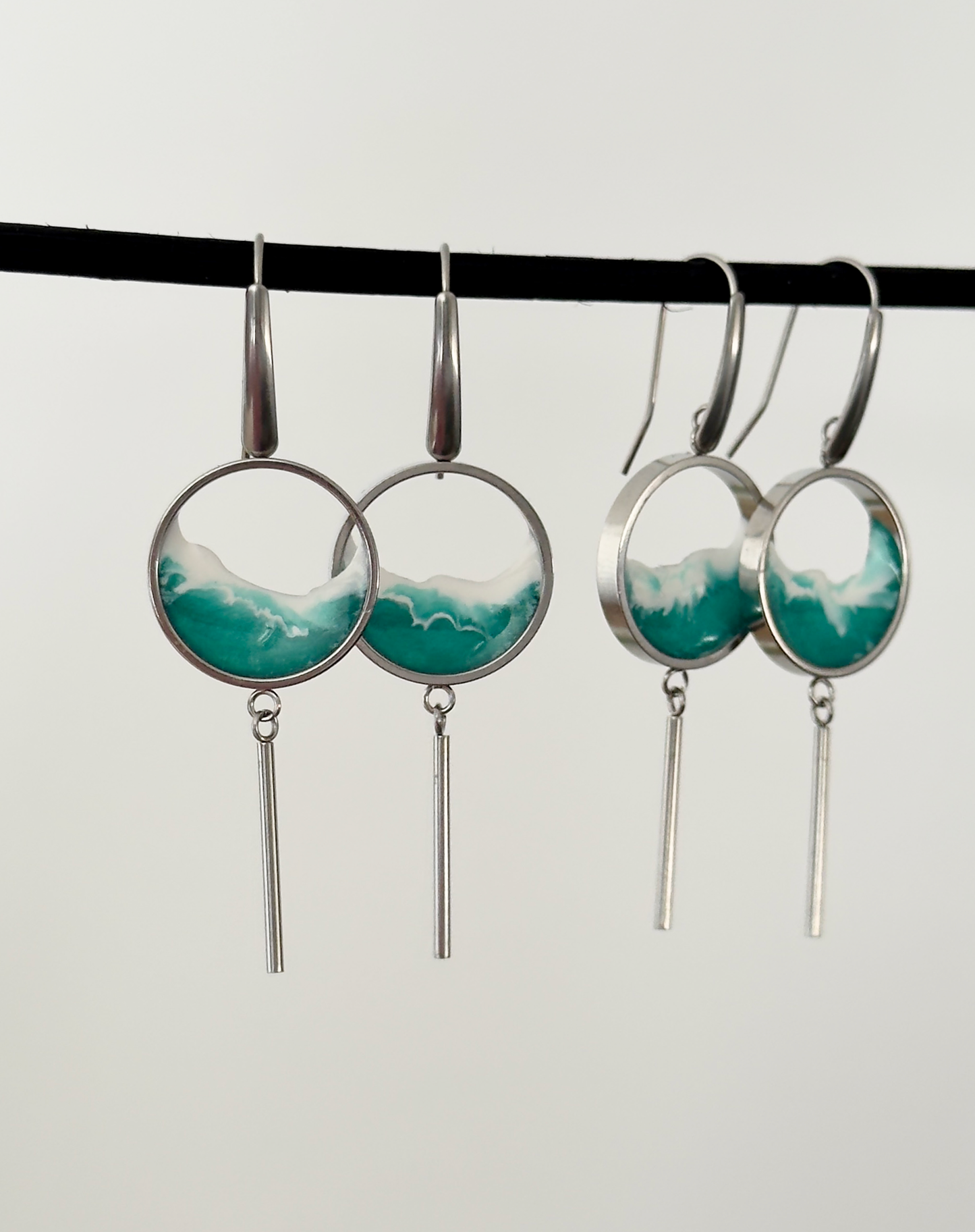 Stainless steel earrings with wave design