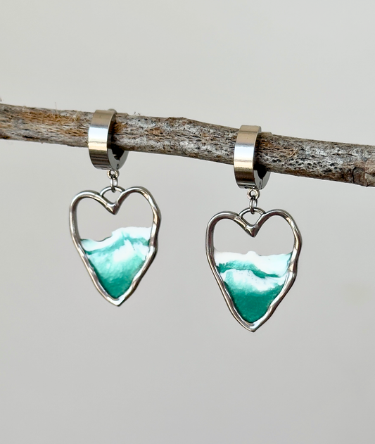 Stainless steel dangle earrings with waves