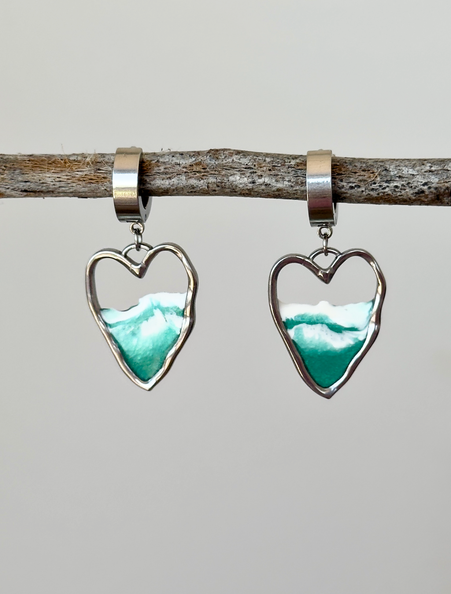 Pendientes de acero inoxidable con olas