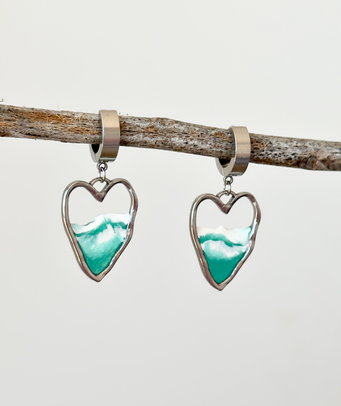 Pendientes de acero inoxidable con olas