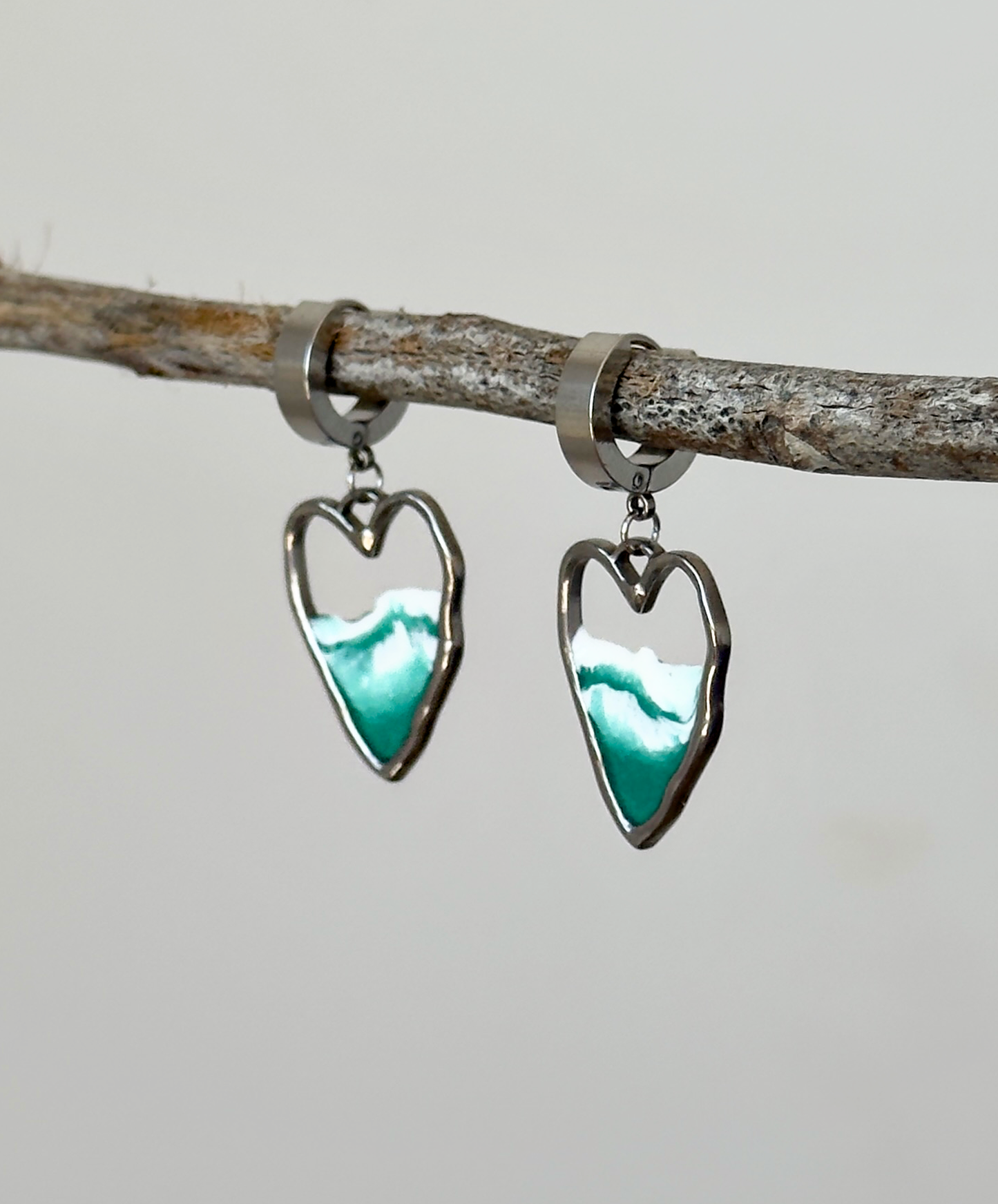 Pendientes de acero inoxidable con olas