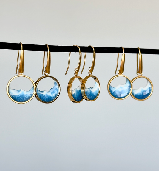 "El mar" Pendientes de acero inoxidable con diseño de olas