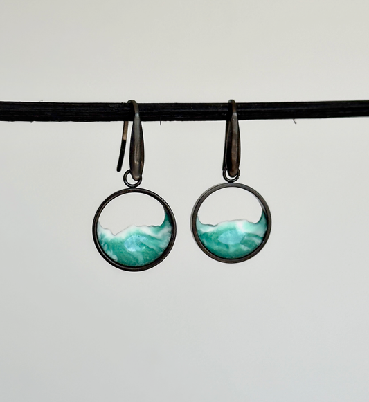 "El mar" Pendientes de acero inoxidable con olas
