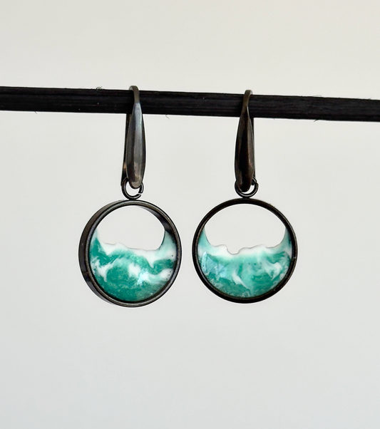 "El mar" Pendientes de acero inoxidable con olas