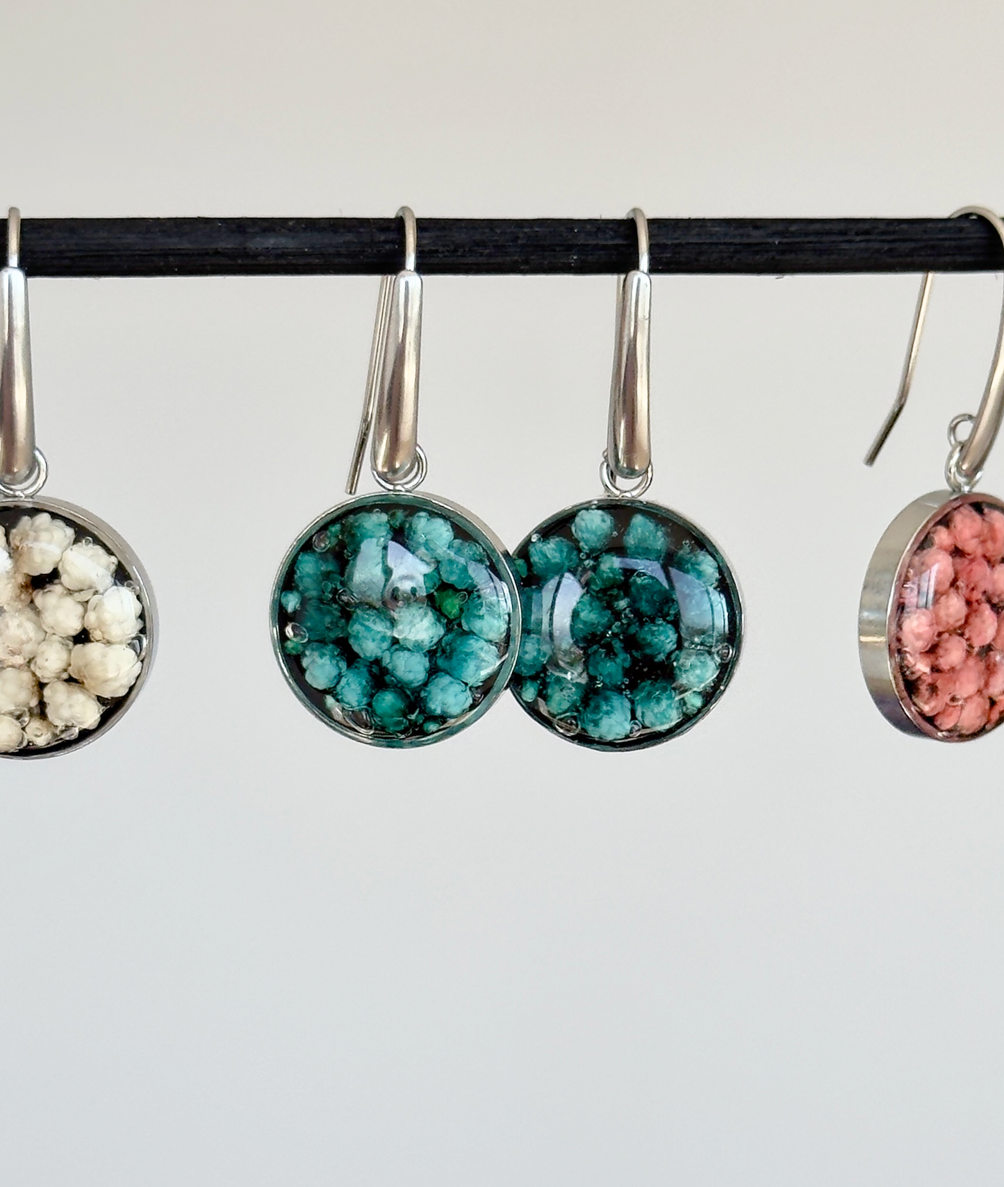 Pendientes con flores naturales
