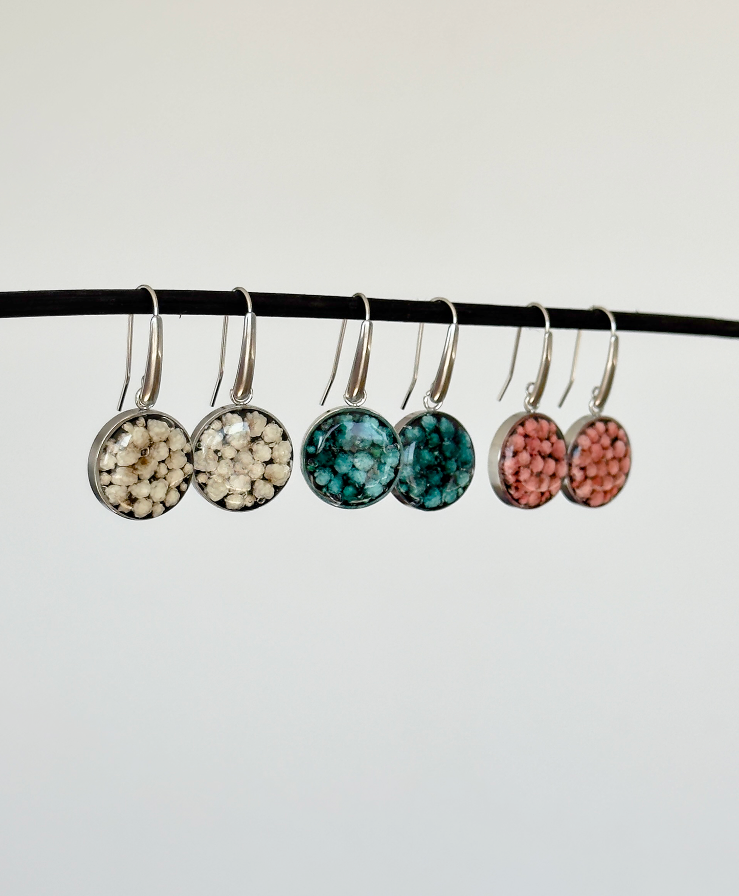 Pendientes con flores naturales