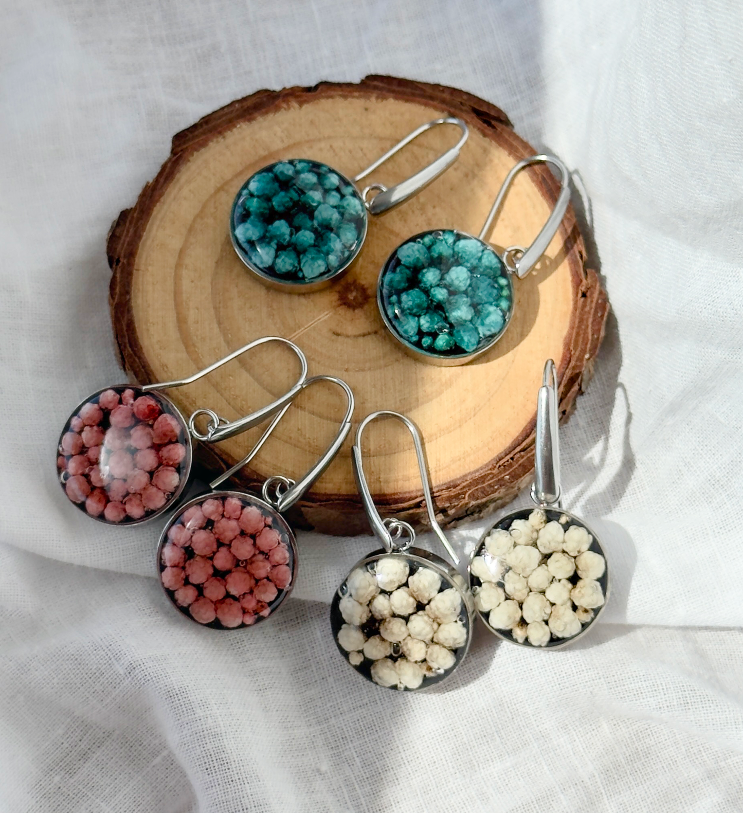 Pendientes con flores naturales