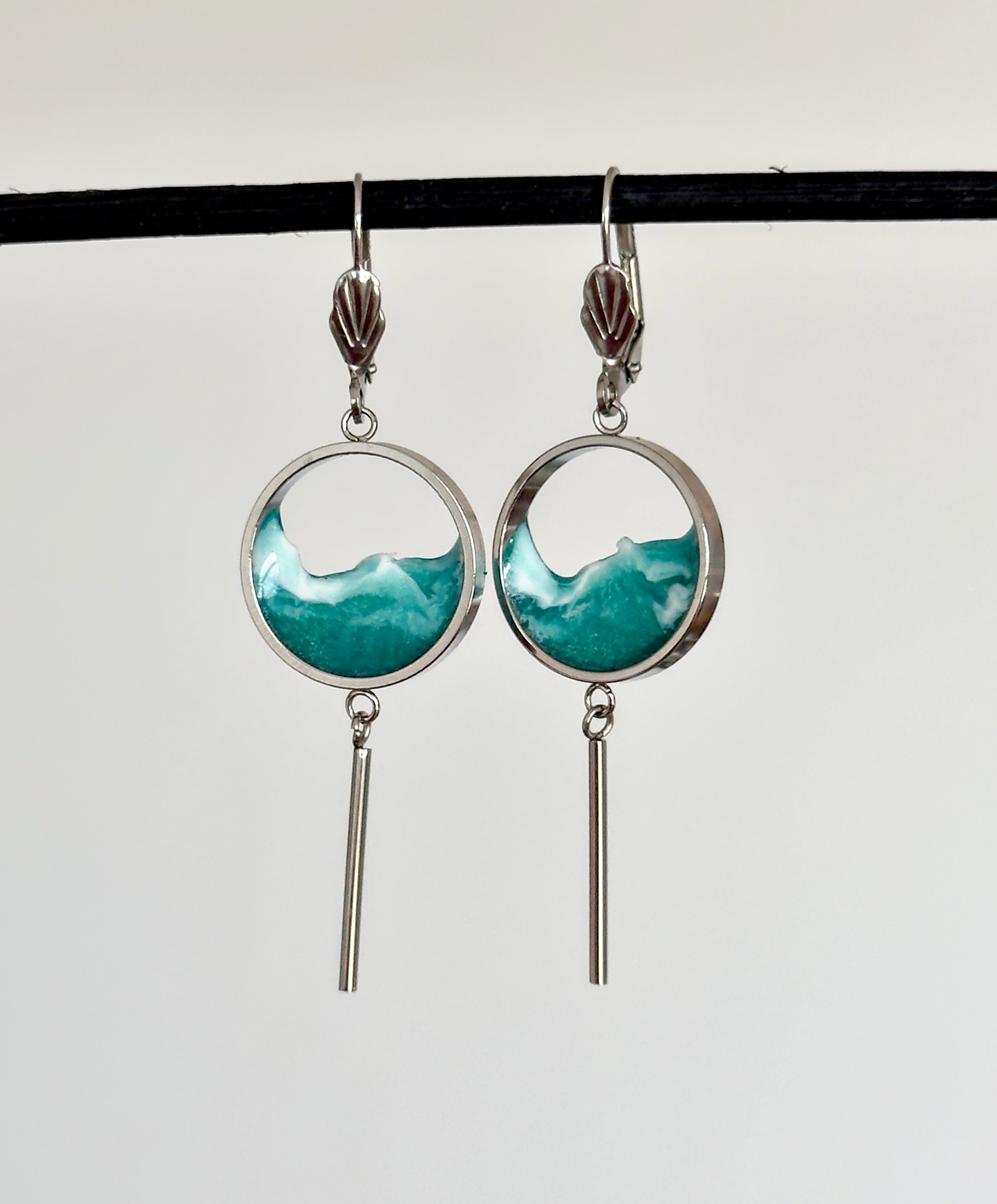 "El mar" Pendientes de acero inoxidable con olas
