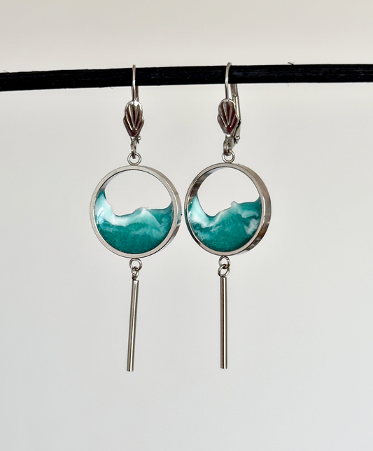 "El mar" Pendientes de acero inoxidable con olas