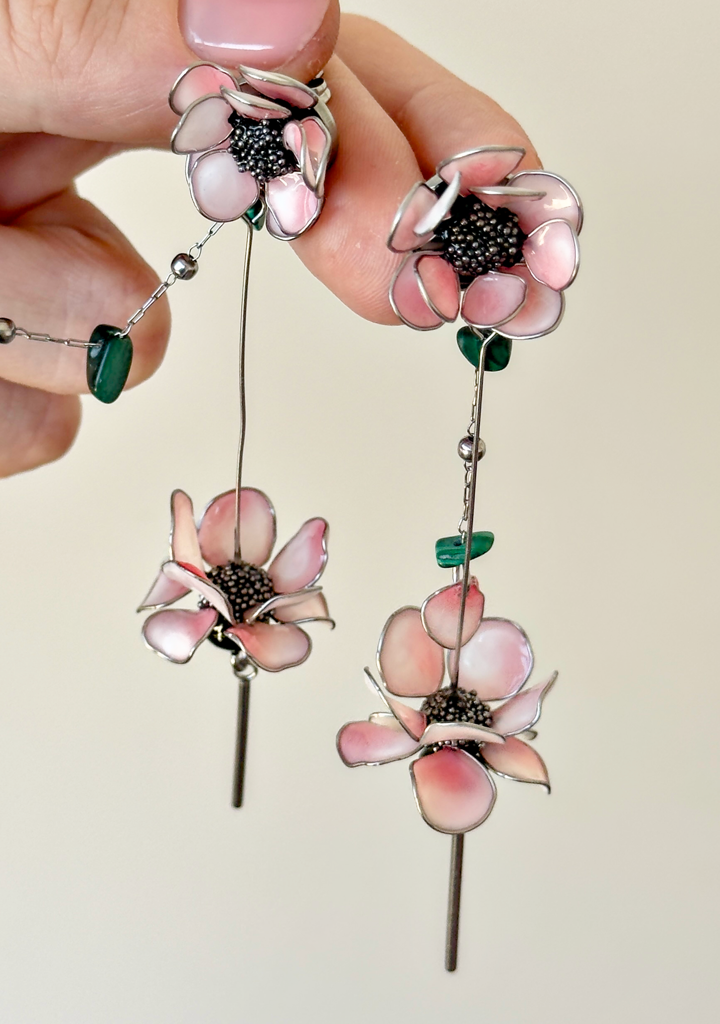 Pendientes largos con flores