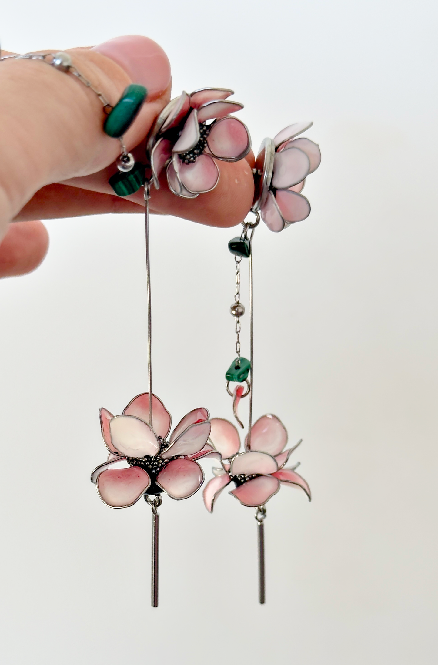 Pendientes largos con flores