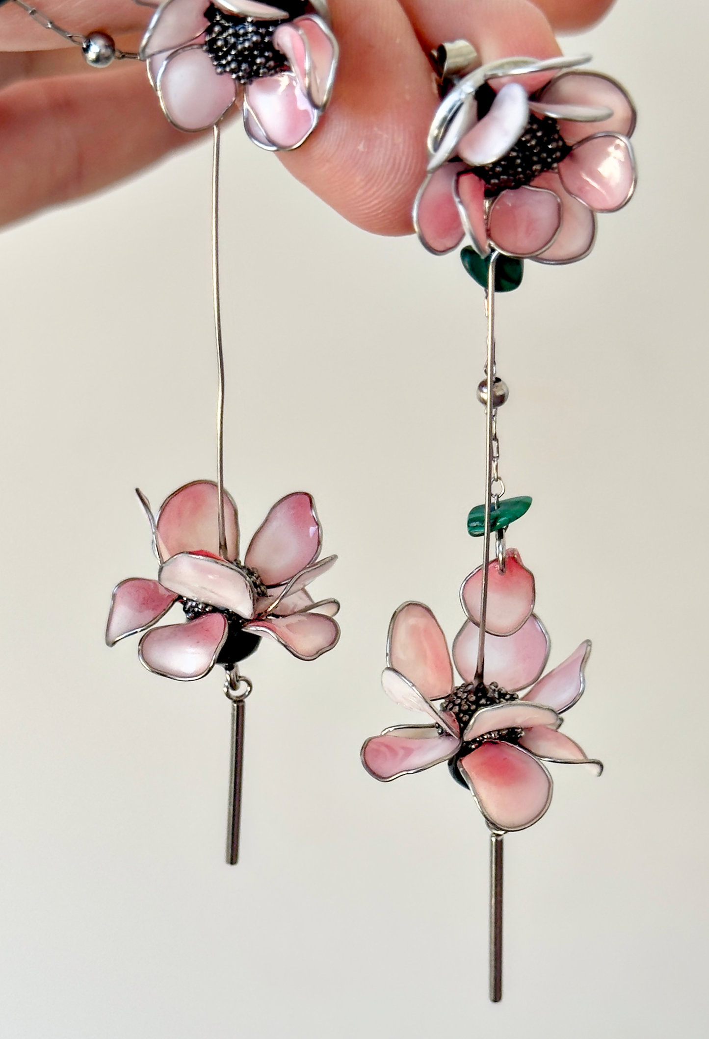 Pendientes largos con flores
