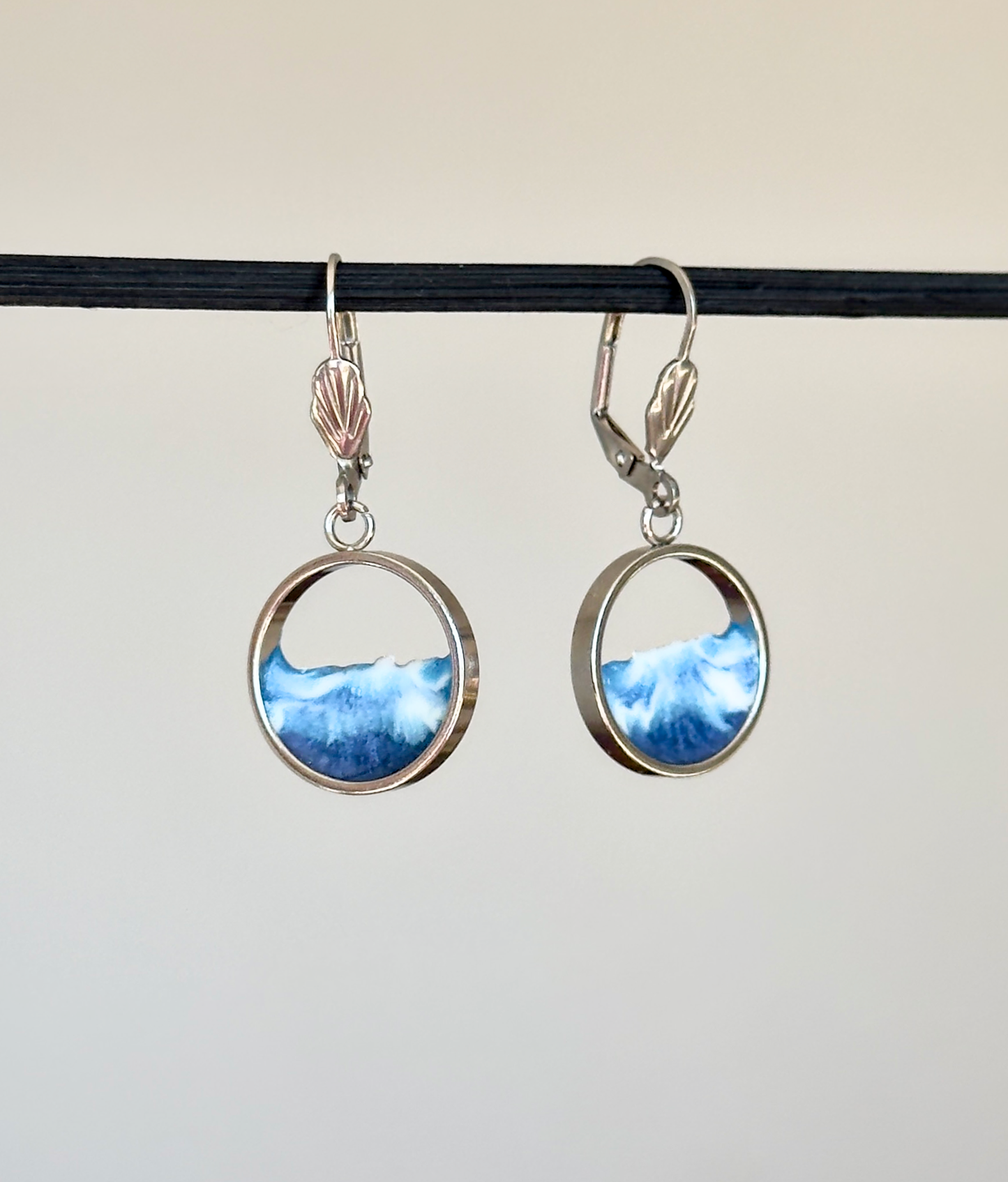 "El mar" Pendientes de acero inoxidable con olas
