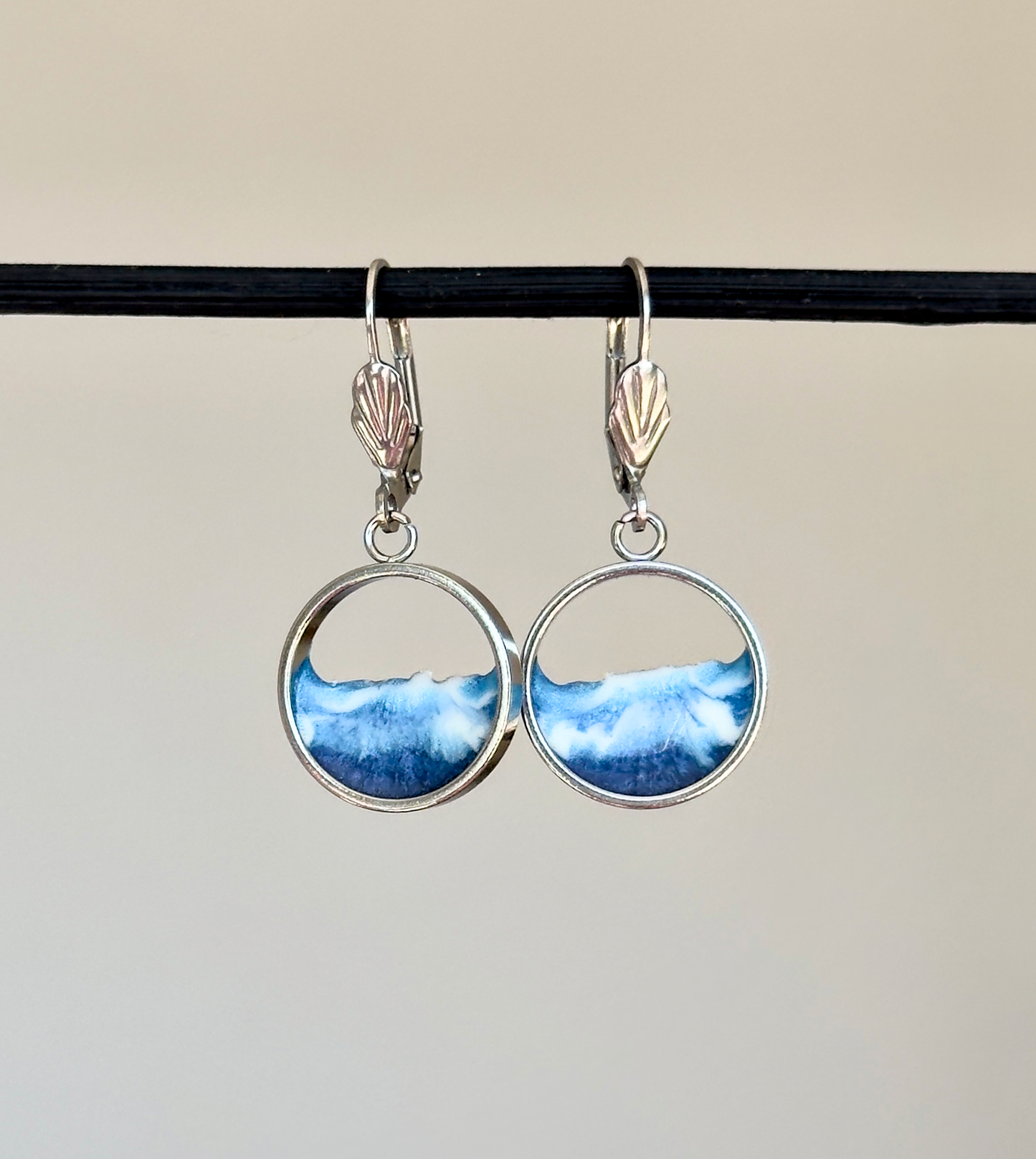 "El mar" Pendientes de acero inoxidable con olas