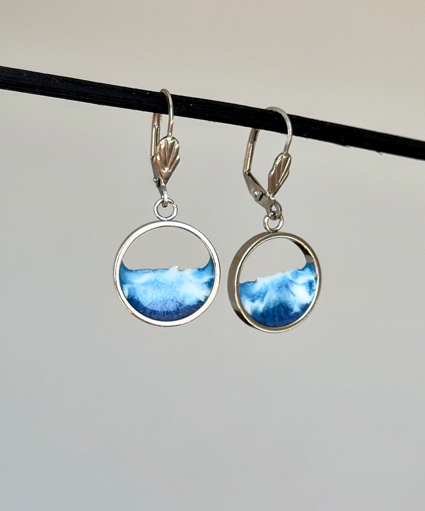 "El mar" Pendientes de acero inoxidable con olas