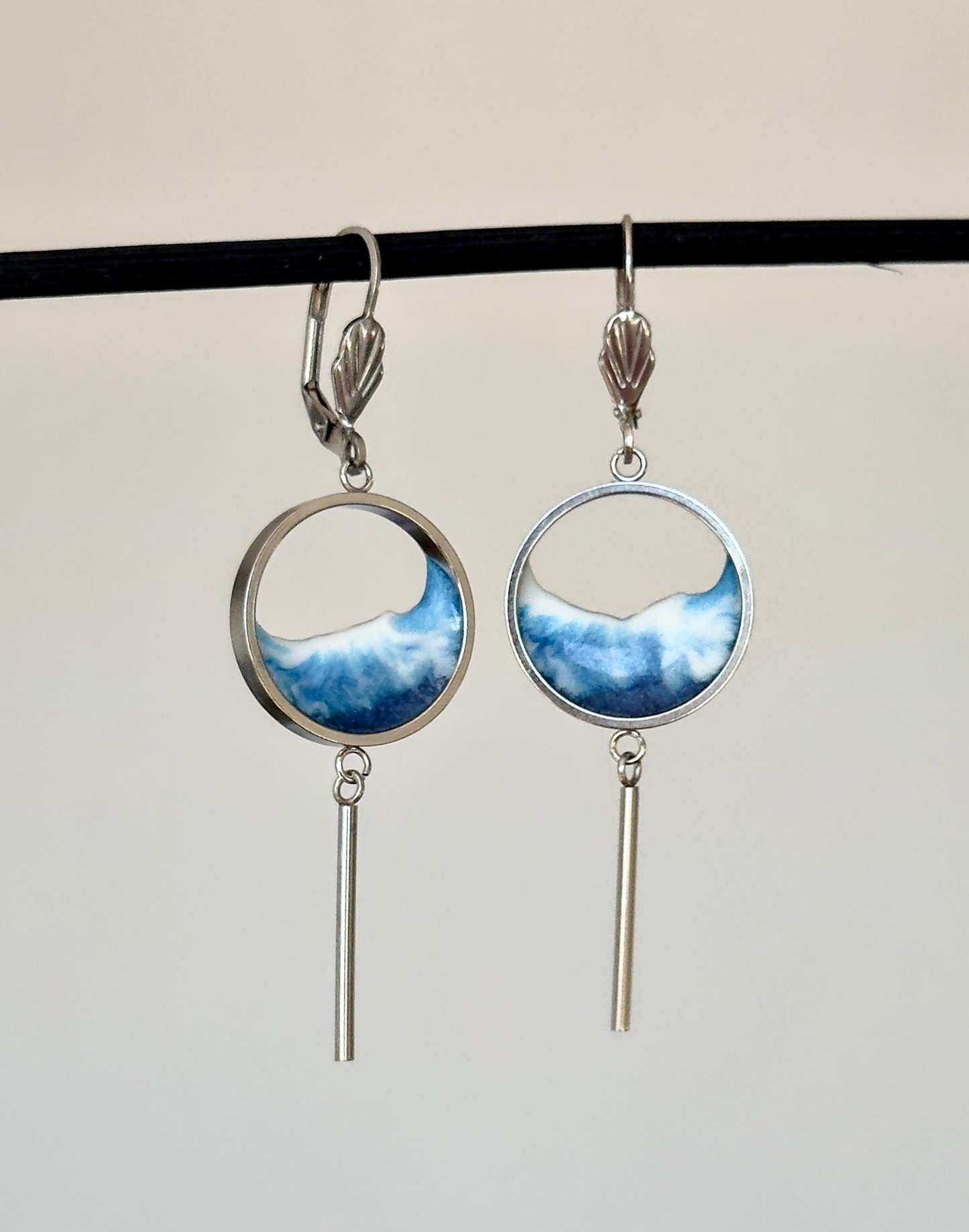 "El mar" Pendientes de acero inoxidable con olas