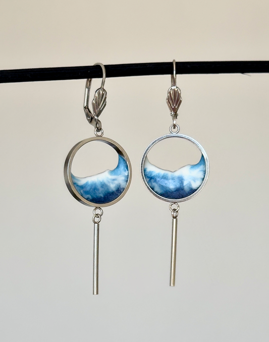 "El mar" Pendientes de acero inoxidable con olas