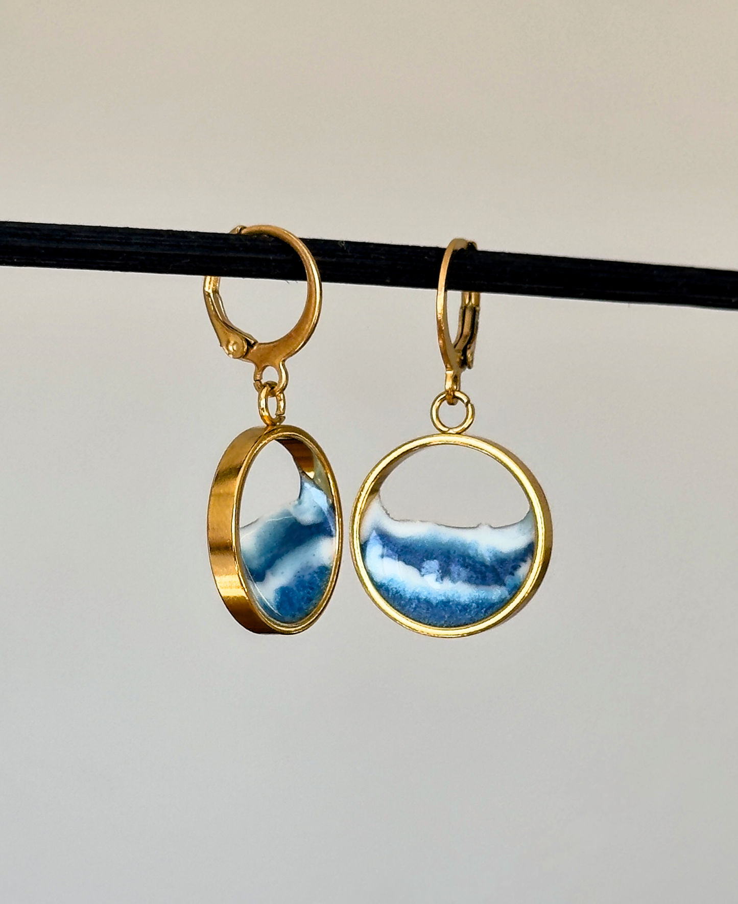 "El mar" Pendientes de acero inoxidable con olas