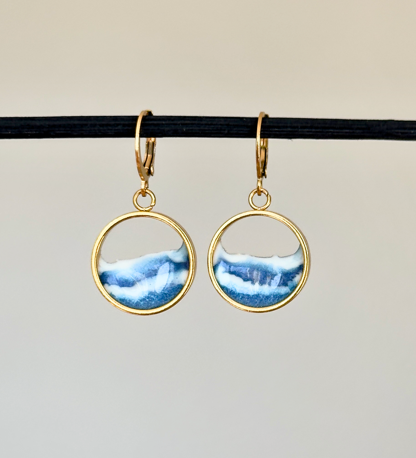 "El mar" Pendientes de acero inoxidable con olas