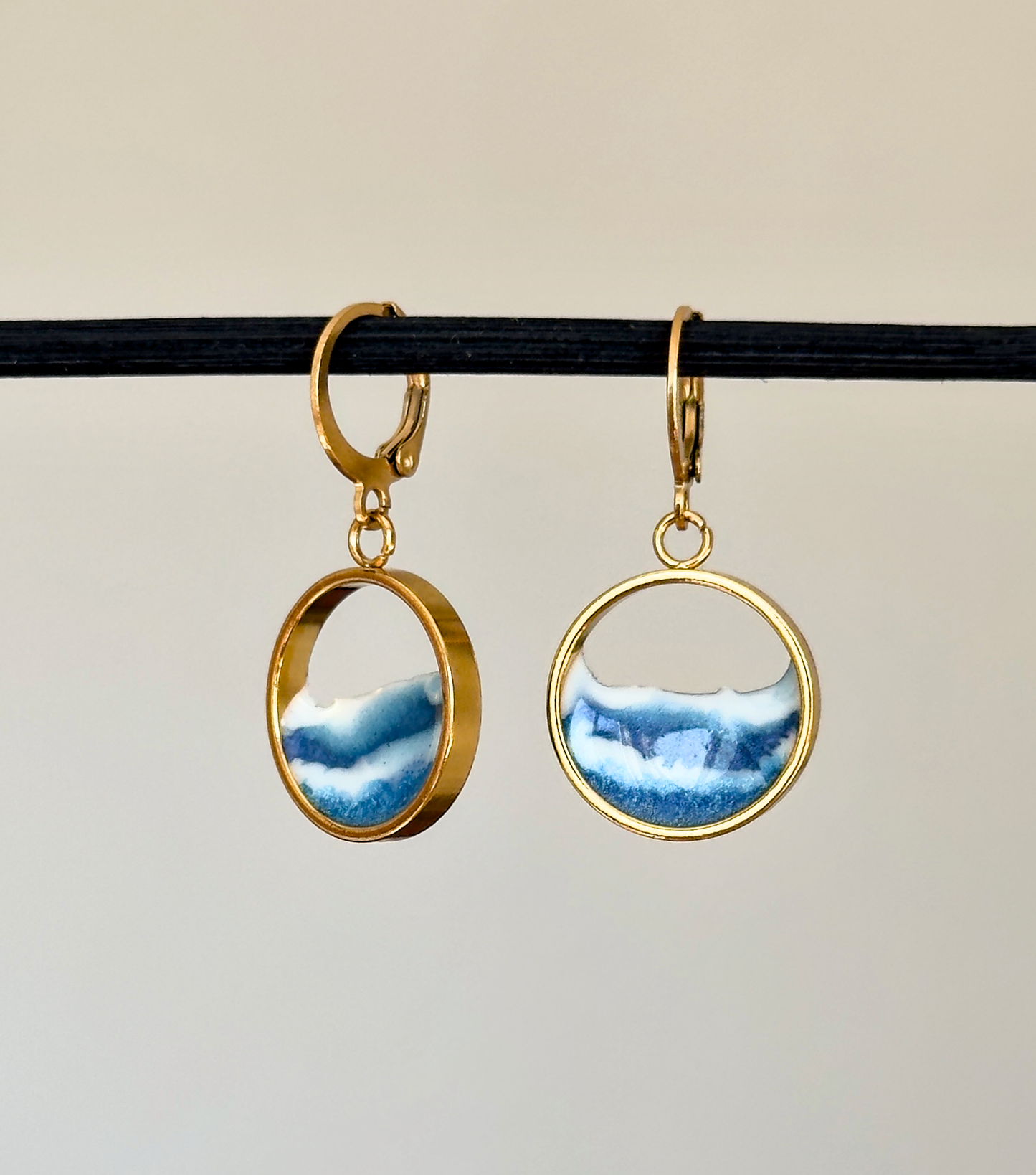 "El mar" Pendientes de acero inoxidable con olas