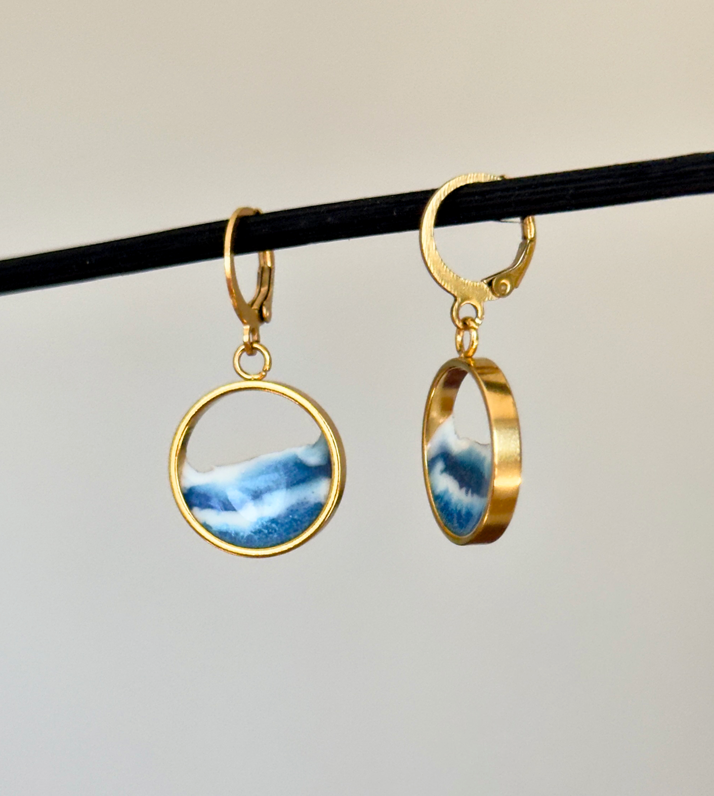 "El mar" Pendientes de acero inoxidable con olas