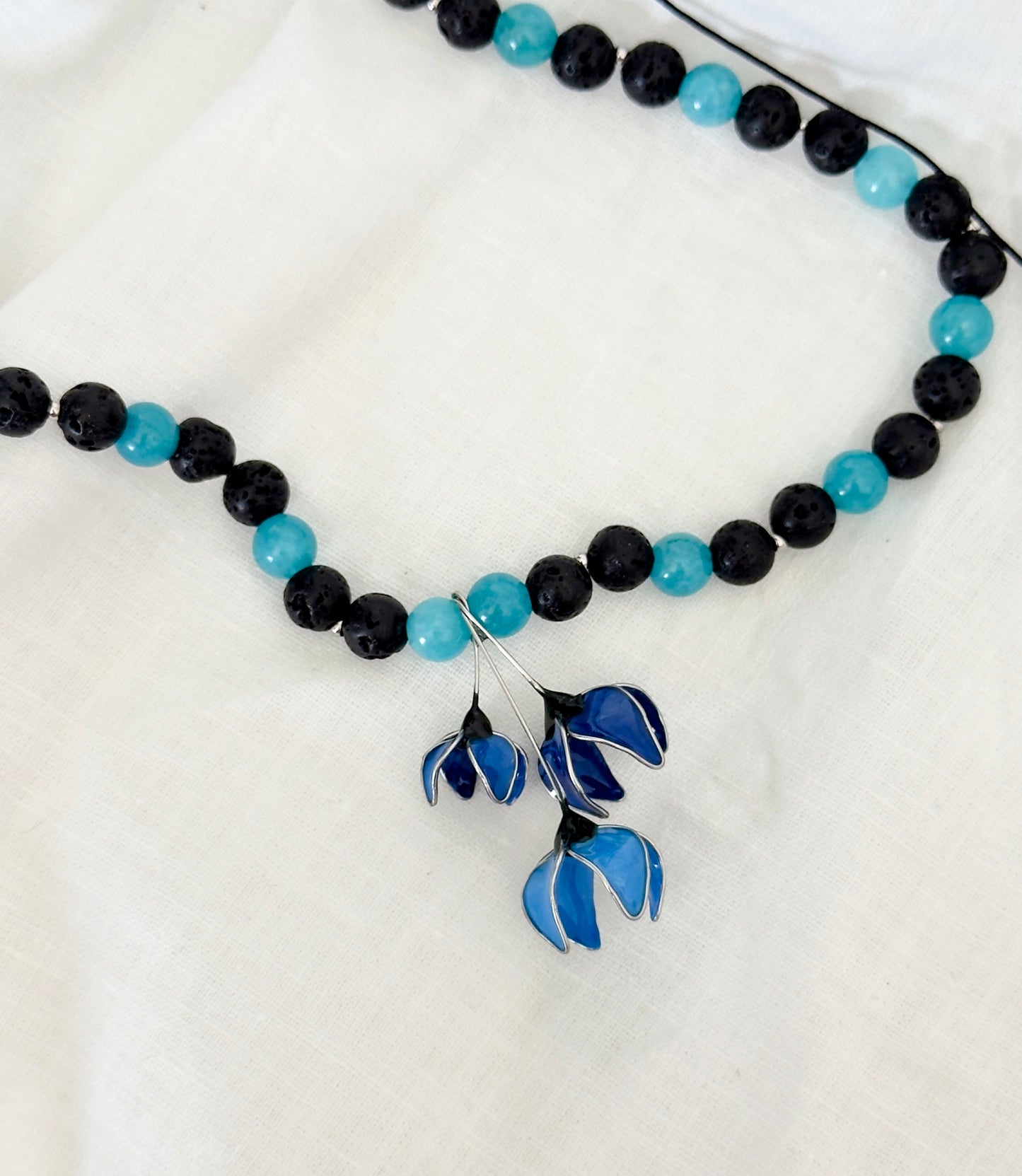 Blue flower necklace