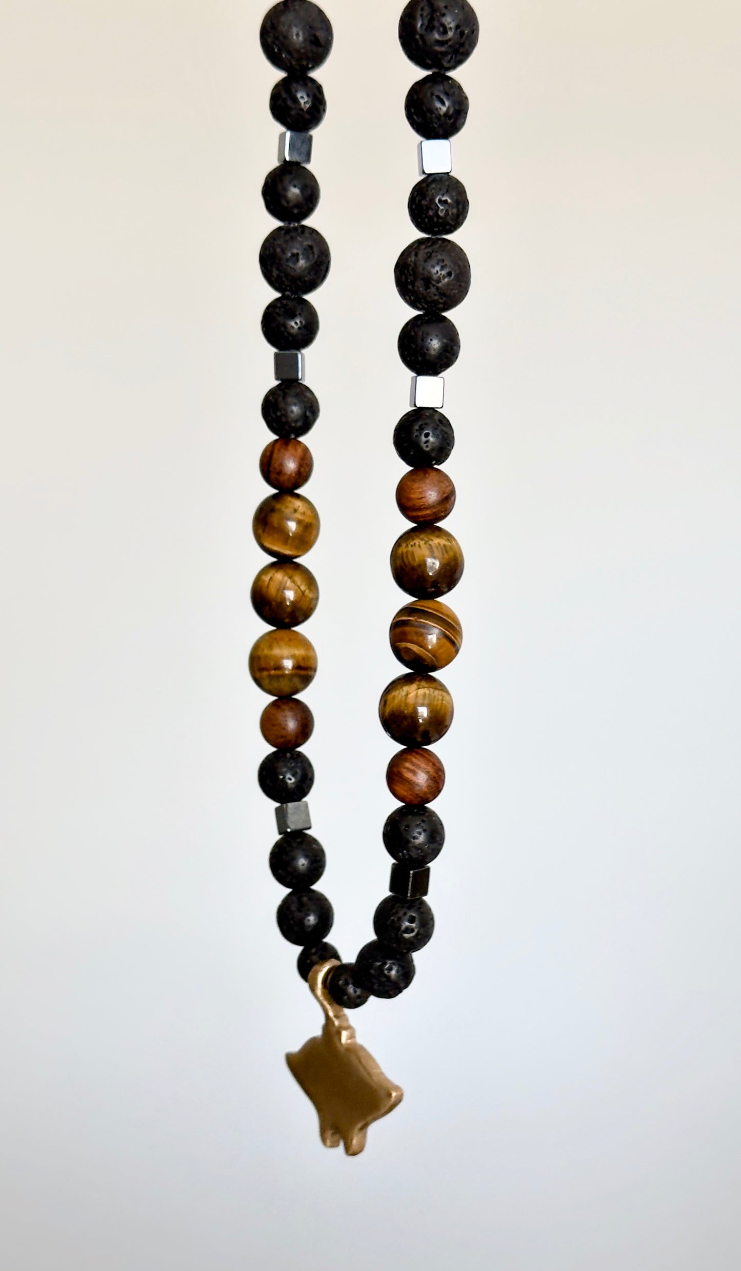 Men's necklace with natural stones and whale pendant