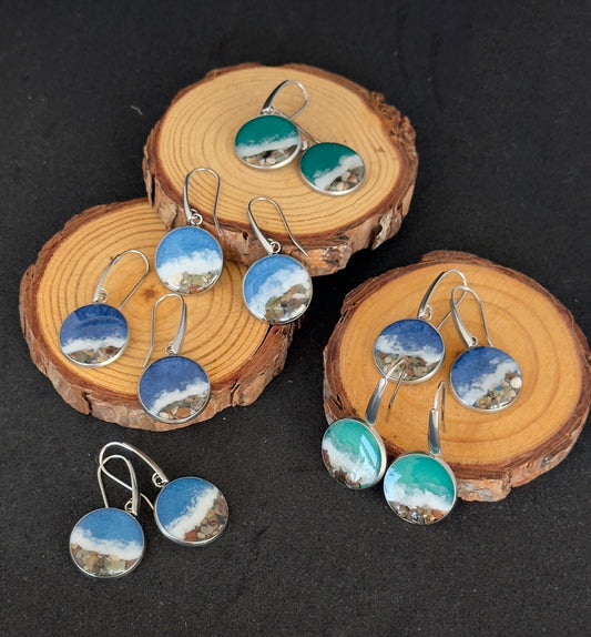 "El Mar" Pendientes de acero inoxidable con motivos marinos