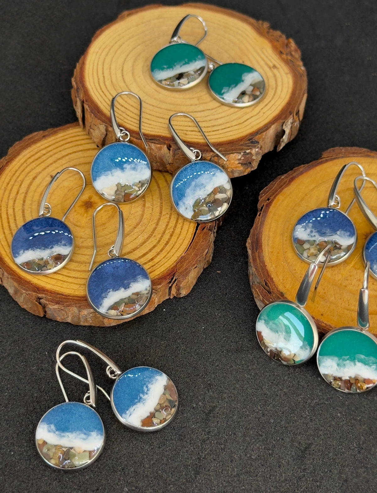"The Sea" Stainless steel earrings with marine motifs